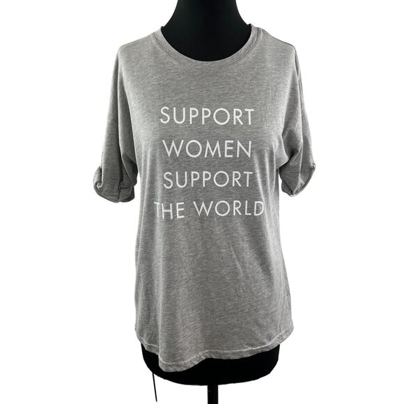 Sweaty Betty Heather Gray Top Cotton Support Women Graphic Crew Neck Sz S Small - Picture 1 of 10